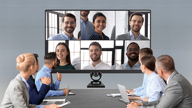A smart video conferencing experience with a conferencing camera and AI smart composition